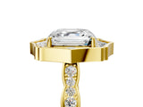 Yellow gold Asscher Halo Diamond Engagement Ring with Milgrain Band and Four-Prong Setting_44