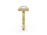 Yellow gold Asscher Halo Diamond Engagement Ring with Milgrain Pave Band and Four-Prong Setting_89