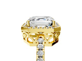 Yellow gold Asscher Halo Diamond Engagement Ring with Pavé Band and Four-Prong Setting_50