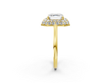 Yellow gold Asscher Halo Diamond Engagement Ring with Solitaire Band and Four-Prong Setting_25
