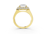 Yellow gold Asscher Halo Diamond Engagement Ring with Solitaire Band and Four-Prong Setting_26