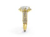 Yellow gold Asscher Halo Diamond Engagement Ring with Split Shank and Prong Setting_53