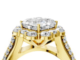 Yellow gold Asscher Halo Diamond Engagement Ring with Split Shank and Prong Setting_55
