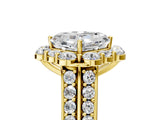Yellow gold Asscher Halo Diamond Engagement Ring with Split Shank and Prong Setting_56