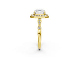 Yellow gold Asscher Halo Diamond Engagement Ring with Twisted Band and Four-Prong Setting 4