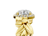 Yellow gold Asscher Halo Diamond Floral Band with Four-Prong Setting_46