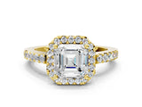 Yellow gold Asscher Halo Diamond Pavé Solitaire Ring_39