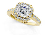 Yellow gold Asscher Halo Diamond Pavé Solitaire Ring_40