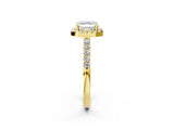Yellow gold Asscher Halo Diamond Pavé Solitaire Ring_41
