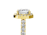Yellow gold Asscher Halo Diamond Pavé Solitaire Ring_44