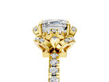 Yellow gold Asscher Halo Diamond Pave Band Ring with Four-Prong Setting_20