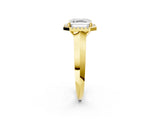 Yellow gold Asscher Halo Diamond Ring with Cathedral Band and Four-Prong Setting_49