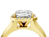 Yellow gold Asscher Halo Diamond Ring with Cathedral Band and Four-Prong Setting_51