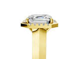 Yellow gold Asscher Halo Diamond Ring with Cathedral Band and Four-Prong Setting_52