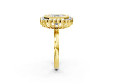 Yellow gold Asscher Halo Diamond Ring with Milgrain Edge and Round Prong Setting_79