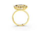 Yellow gold Asscher Halo Diamond Ring with Milgrain Edge and Round Prong Setting_80