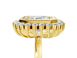 Yellow gold Asscher Halo Diamond Ring with Milgrain Edge and Round Prong Setting_82