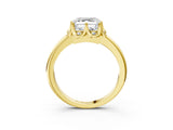 Yellow gold Asscher Halo Diamond Ring with Round Cluster Setting, Solitaire Band, and Four-Prong Setting_38