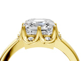 Yellow gold Asscher Halo Diamond Ring with Round Cluster Setting, Solitaire Band, and Four-Prong Setting_39