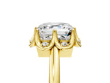 Yellow gold Asscher Halo Diamond Ring with Round Cluster Setting, Solitaire Band, and Four-Prong Setting_40