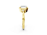 Yellow gold Asscher Halo Diamond Ring with Tapered Band and Four-Prong Setting_12
