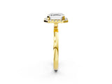 Yellow gold Asscher Halo Diamond Solitaire with Pavé Band and Four-Prong Setting_14
