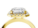 Yellow gold Asscher Halo Diamond Solitaire with Pavé Band and Four-Prong Setting_16