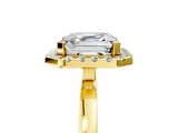 Yellow gold Asscher Halo Diamond Solitaire with Pavé Band and Four-Prong Setting_17