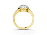 Yellow gold Asscher Halo Diamond Solitaire with Pavé Band and Four-Prong Setting_43