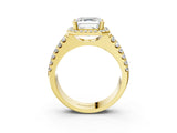 Yellow gold Asscher Halo Diamond Split Shank Engagement Ring with Prong Setting_90