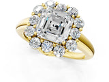 Yellow gold Asscher Halo Milgrain Solitaire with Bezel Set Side Stones and Pave Band_33