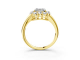Yellow gold Asscher Halo Milgrain Solitaire with Bezel Set Side Stones and Pave Band_35