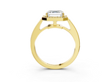 Yellow gold Asscher Halo Pavé Diamond Engagement Ring with Bezel Setting_26