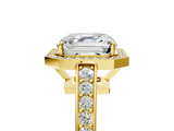 Yellow gold Asscher Halo Pavé Diamond Engagement Ring with Bezel Setting_28