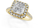 Yellow gold Asscher Halo Pavé Diamond Engagement Ring with Four-Prong Setting_4