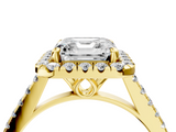 Yellow gold Asscher Halo Pavé Diamond Engagement Ring with Four-Prong Setting_7