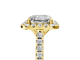Yellow gold Asscher Halo Pavé Diamond Engagement Ring with Four-Prong Setting_8