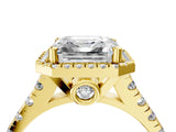 Yellow gold Asscher Halo Pavé Diamond Engagement Ring with Four-Prong Setting_91
