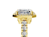 Yellow gold Asscher Halo Pavé Diamond Engagement Ring with Four-Prong Setting_92