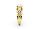 Yellow gold Asscher Halo Pave Diamond Engagement Ring with Milgrain Detailing_55