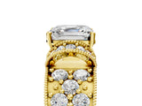 Yellow gold Asscher Halo Pave Diamond Engagement Ring with Milgrain Detailing_58