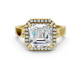 Yellow gold Asscher Halo Pave Split Shank Prong Setting Ring_27