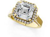 Yellow gold Asscher Halo Pave Split Shank Prong Setting Ring_28