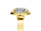 Yellow gold Asscher Halo Pave Split Shank Prong Setting Ring_32