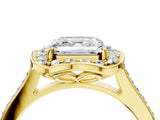 Yellow gold Asscher Halo Round Diamond Pave Band with Four-Prong Setting_37
