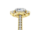 Yellow gold Asscher Halo Round Diamond Pave Band with Four-Prong Setting_38