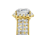 Yellow gold Asscher Halo Round Diamond Pave Band with Prong Setting 5