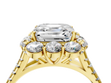 Yellow gold Asscher Halo Split Shank Diamond Engagement Ring with Pave Band and Four-Prong Setting_27