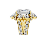 Yellow gold Asscher Halo Split Shank Diamond Engagement Ring with Pave Band and Four-Prong Setting_28