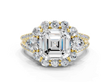 Yellow gold Asscher Halo Split Shank Diamond Engagement Ring with Prong Setting_24